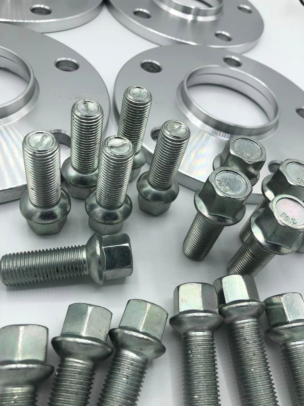 Porsche Wheel Spacers 15mm & Extended AF Bolts Set Of 2 in Silver 5x130 PSR9Line