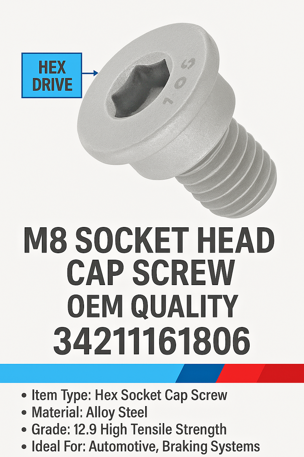 BMW Hex Bolt Single Disc or Rotor Fitment Socket Cap Screw Fit 1 3 5 7 X Series