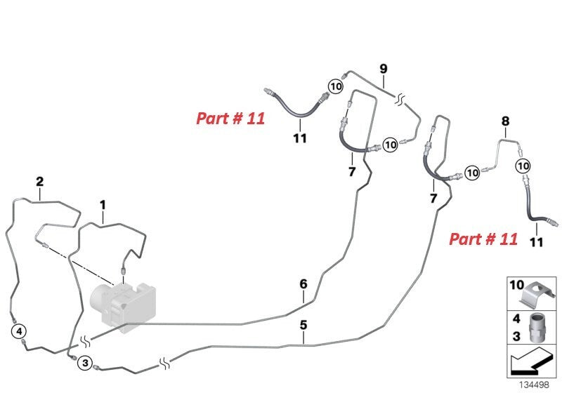 BMW Rear Brake Pipe fits 1 2 3 4 X1 Models F & G Series 2006 - 2020 #34306762837