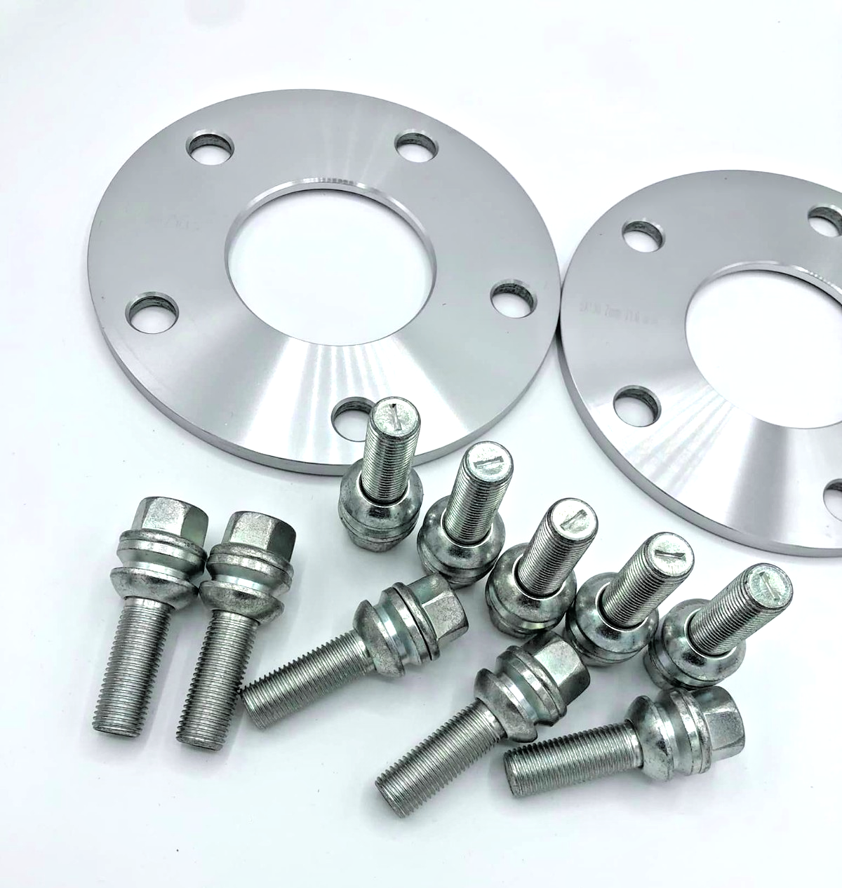 PORSCHE 7mm Wheel Spacers 5x130 With Extended O.E Bolts Precision Fit in Silver