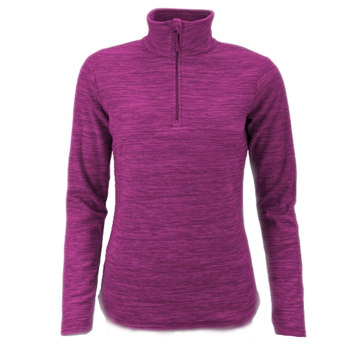 Womens Melange Zip Neck Lightweight Fleece Top