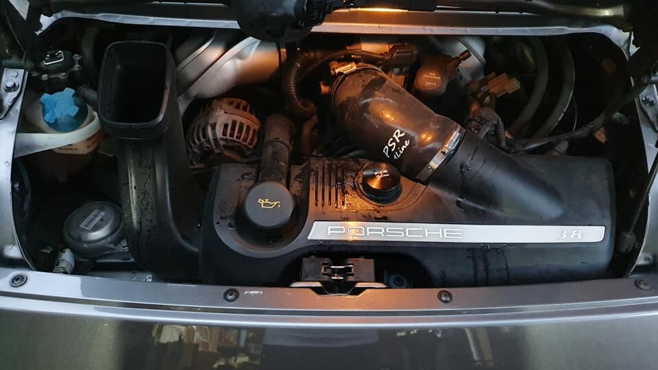 Porsche 997 Air Box Resonator Bypass Modification Plug & Black Induction Pipe
