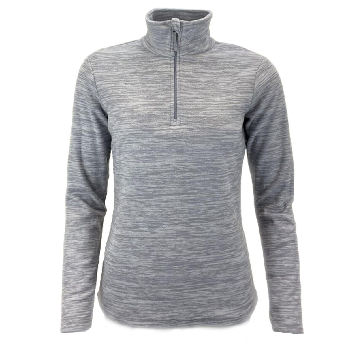 Womens Melange Zip Neck Lightweight Fleece Top