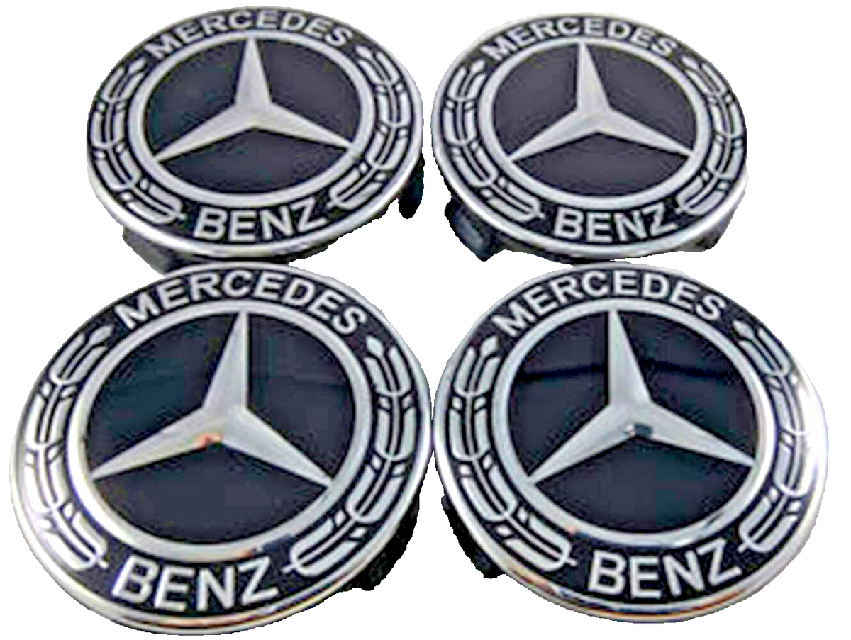 Wheel Center Hub Caps Mercedes Black 75mm Alloy  A B C E S M Class ML CLA GLA