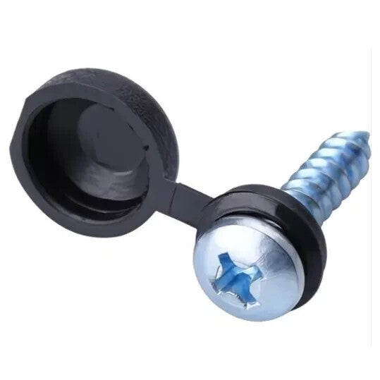 Number Plate Fixing Screws & Caps Kit White Yellow Black For UK Cars Vans Trucks