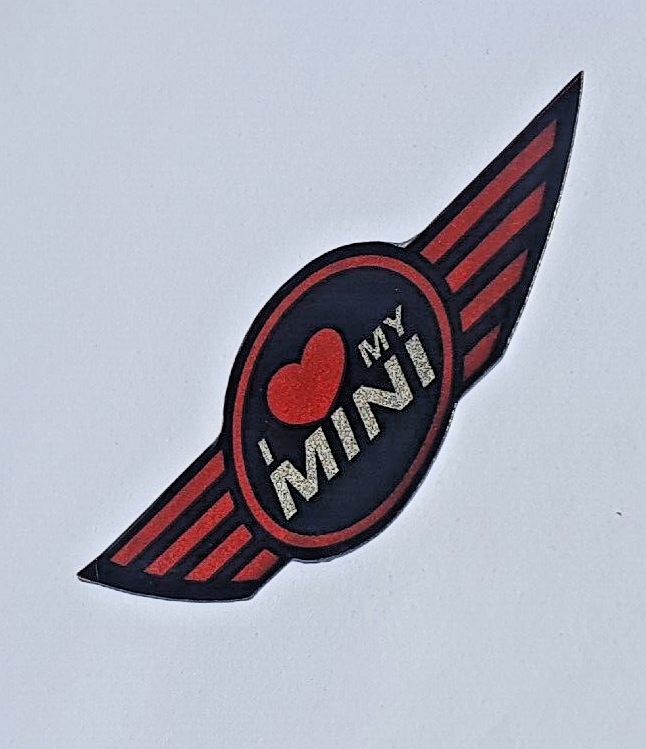 LOVE MY MINI COOPER Steering Wheel Badge Logo 3D Gel Domed Gen1 R50 R52 R53 JCW