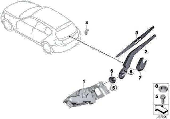 BMW Rear Windscreen Window Wiper Arm Cover Cap For 1 Series F20 F21 61617274157