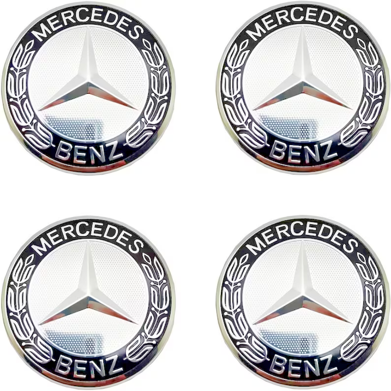 Mercedes Alloy Wheel Centre Hub Caps x4 - 75mm A B C E S M Class ML Black Chrome