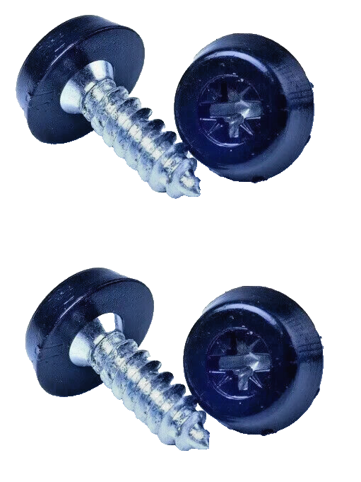 Number Plate Fixing Screws Kit Plastic Cap Moulded Weather resistant Head. Qty 4