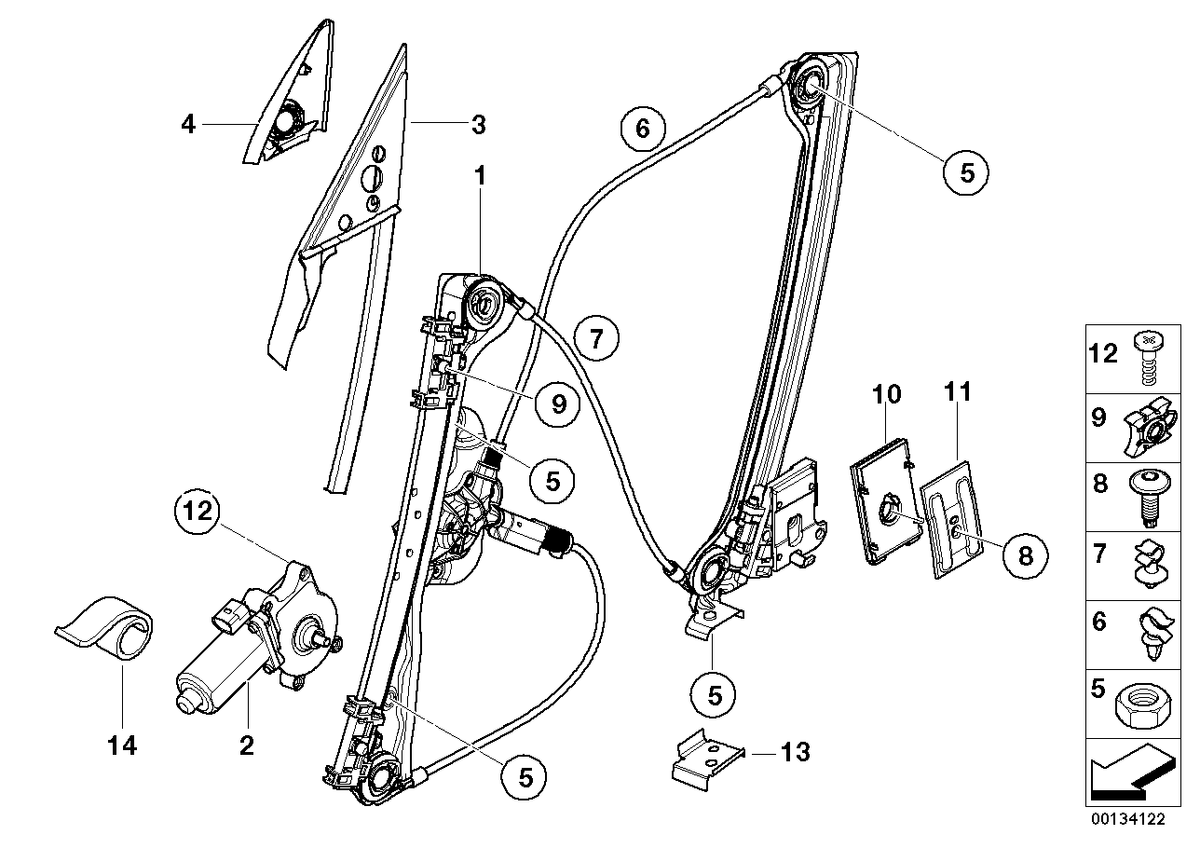 BMW Z Series Window Regulator Slider Clips Lifting Mechanism