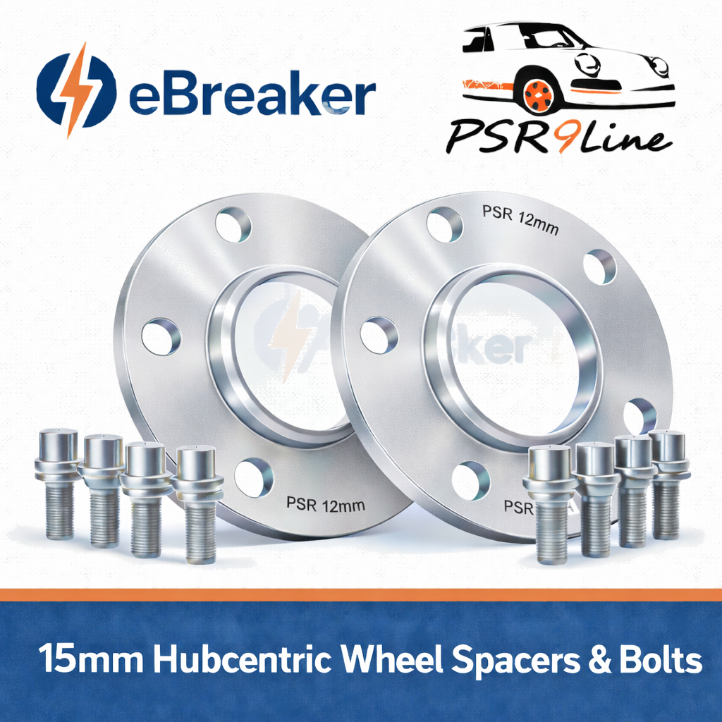 Silver Porsche Wheel Spacers 15mm 5x130 Kit with Extended O.E Bolts, HubCentric