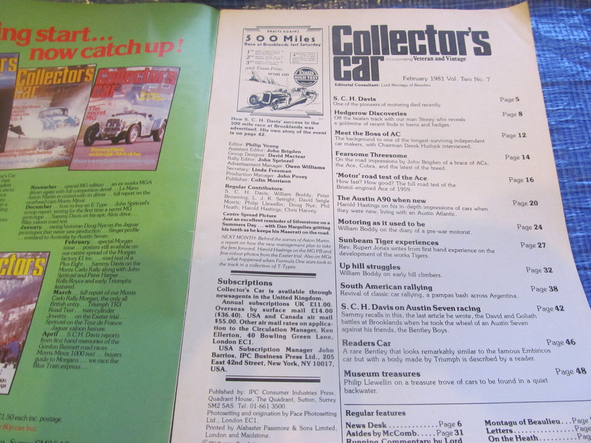 1981 FEBUARY COLLECTORS CAR MAGAZINE / AC ACE AUSTIN 7 SUNBEAM TIGER MUSEUM #bk1