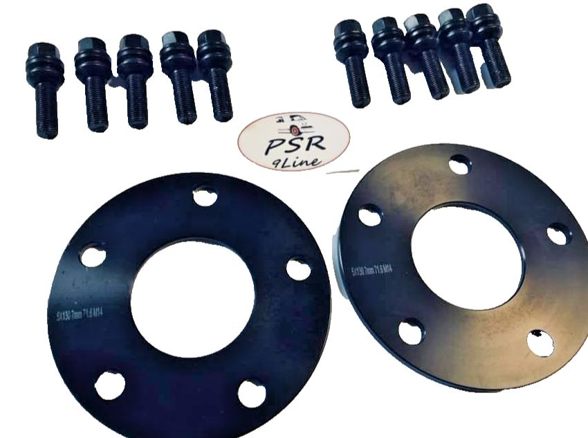 Porsche Wheel Spacers 7mm + Extended OE Bolts Set Of 4 in Black 5x130 PSR9Line