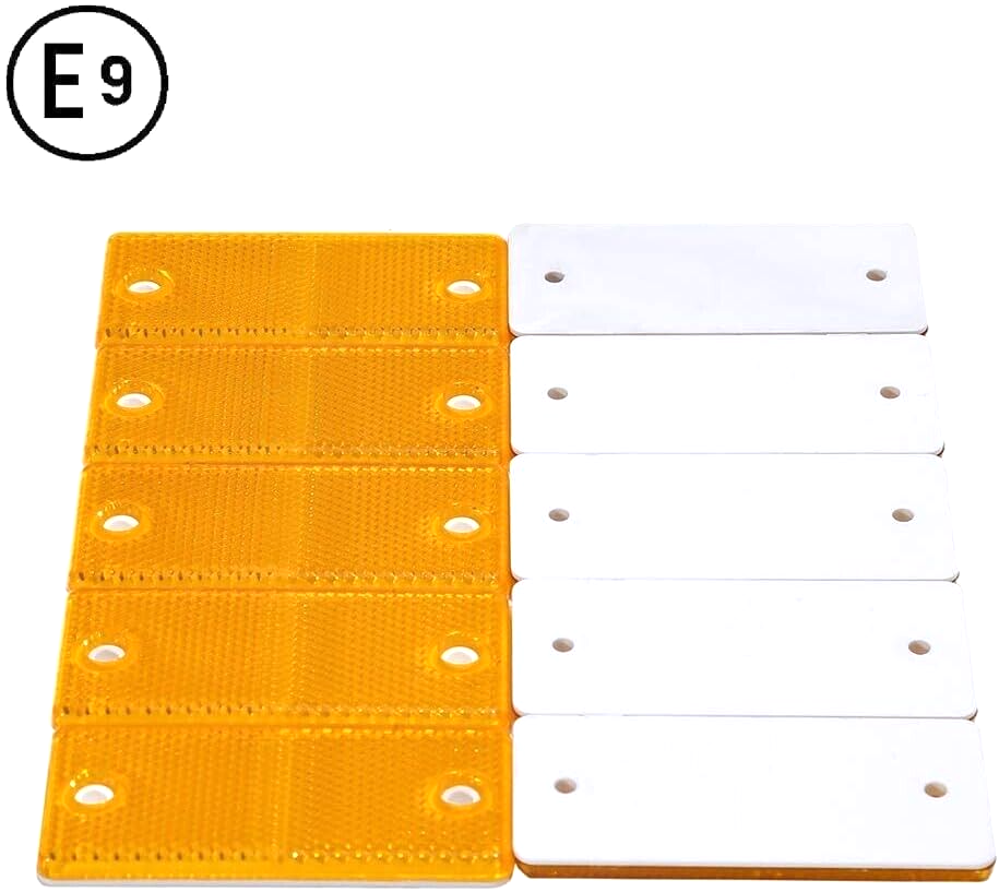 High-Quality 2x Amber E-Approved Rectangular Reflectors Trailers Caravans