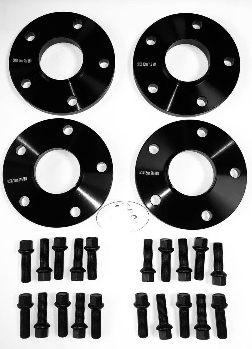Porsche Wheel Spacers 15mm + Extended AF Bolts Set Of 4 in Black 5x130 PSR9Line