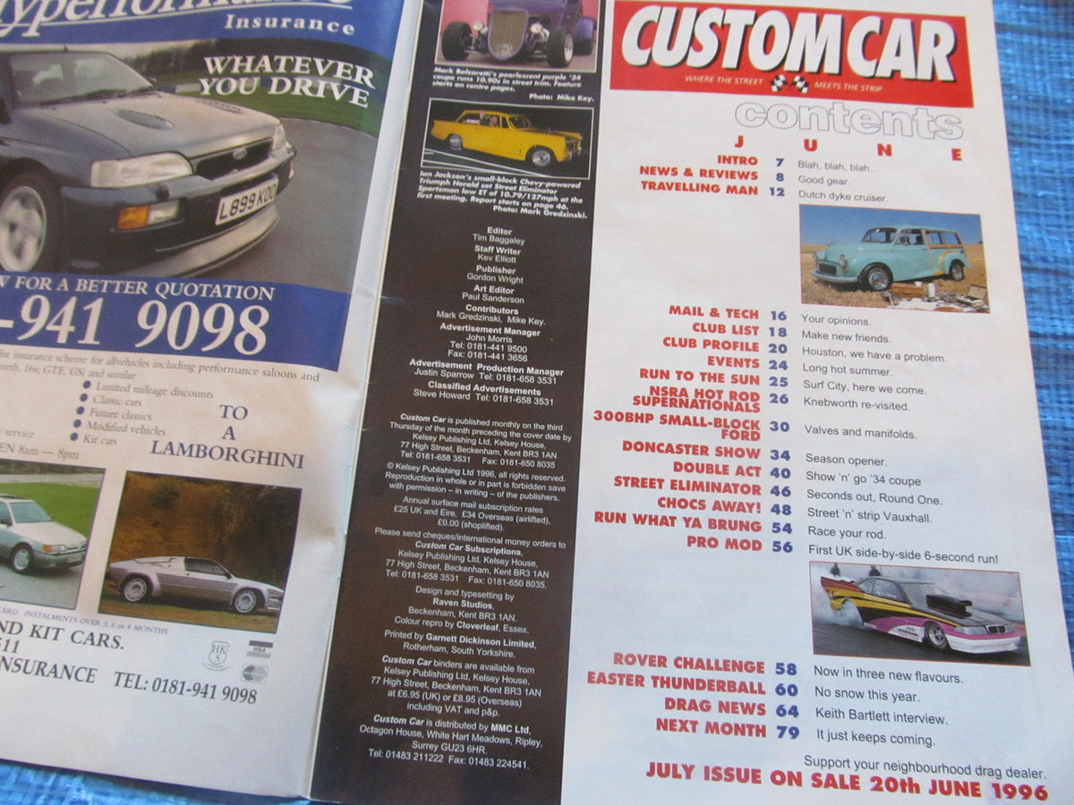 CUSTOM CAR MAGAZINE JUNE 1996 MORRIS MINOR UK STREET RACERS 34 COUPE   #bk1