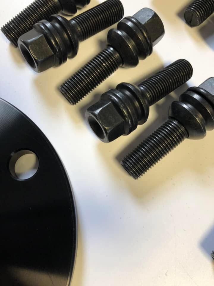 Porsche Wheel Spacers 20mm + Extended O.E Bolts Set Of 2 in Black 5x130 PSR9Line