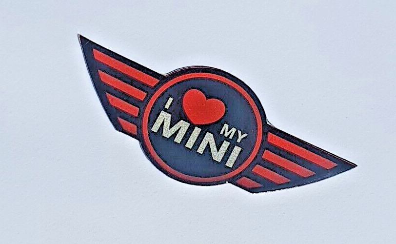 LOVE MY MINI COOPER Steering Wheel Badge Logo 3D Gel Domed Gen1 R50 R52 R53 JCW
