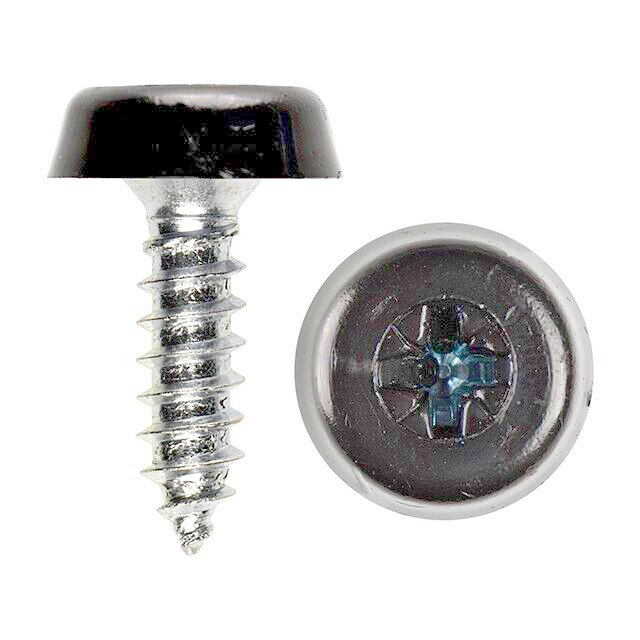 Registration Plate Fixing Kit  - Plastic Cap Screws x4 Moulded Head Self Thread.