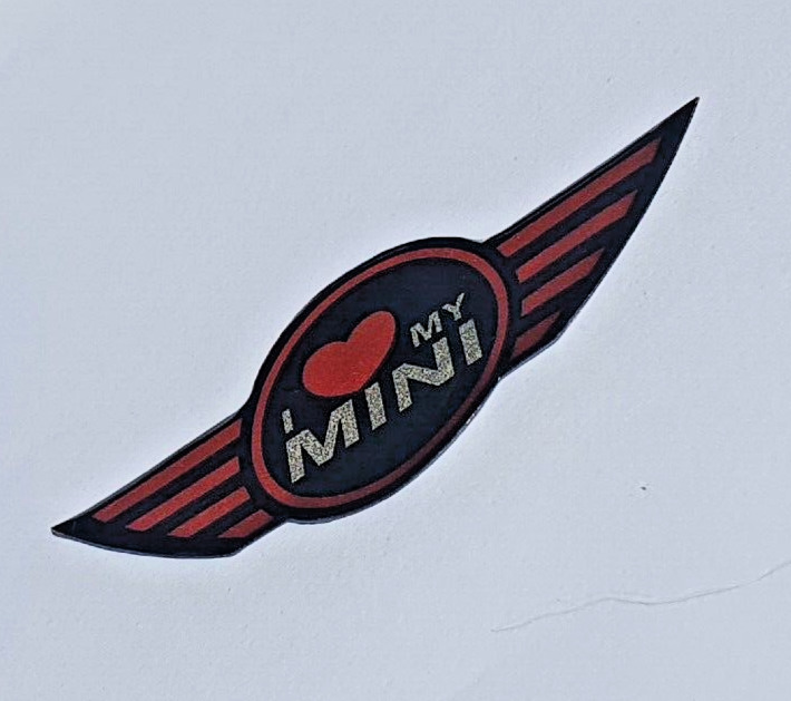 LOVE MY MINI COOPER Steering Wheel Badge Logo 3D Gel Domed Gen1 R50 R52 R53 JCW