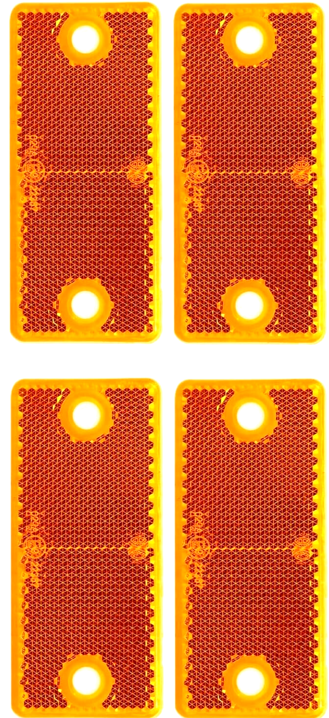 High-Quality 2x Amber E-Approved Rectangular Reflectors Trailers Caravans