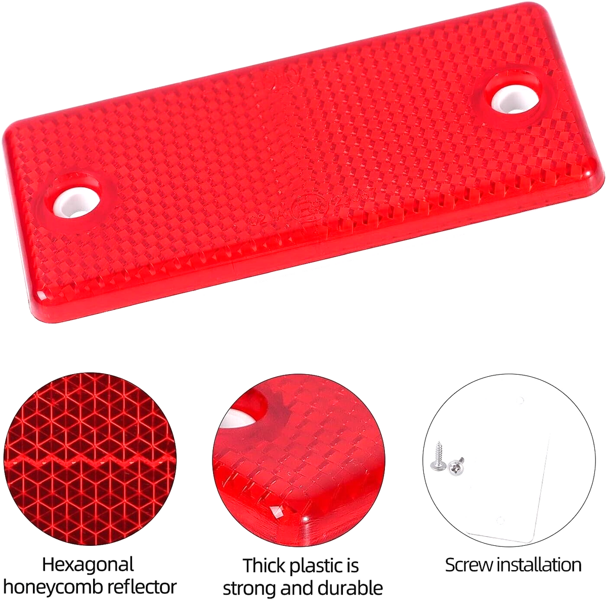 High-Quality 2x Red E-Approved Rectangular Reflectors for Trailers Caravans