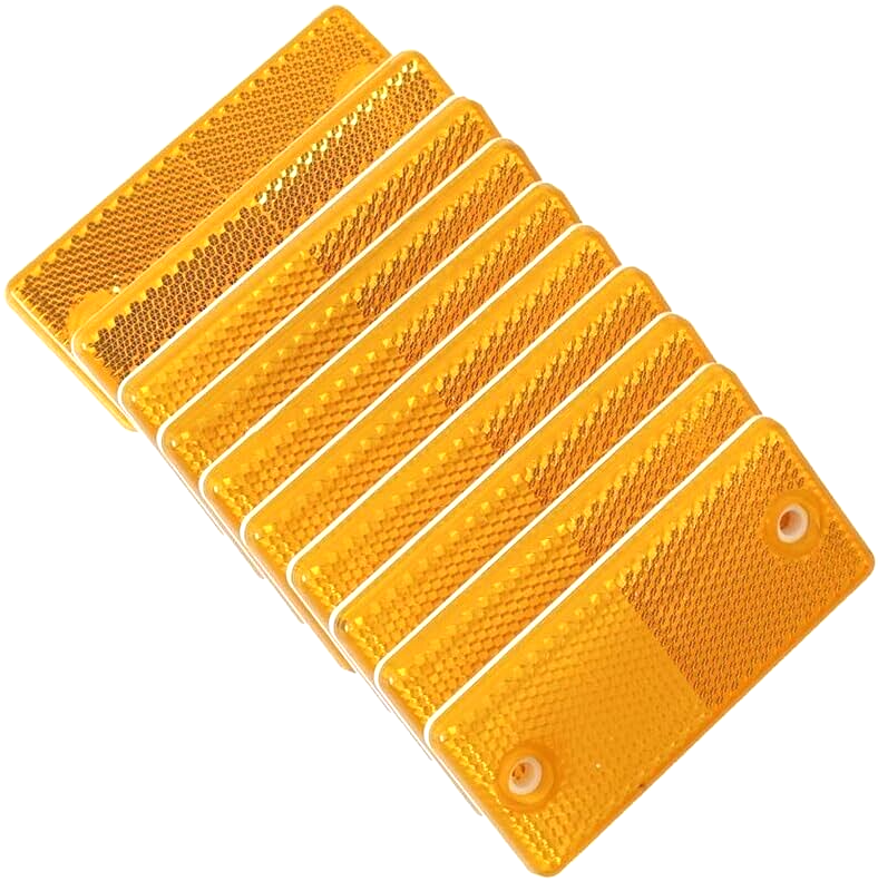 High-Quality 2x Amber E-Approved Rectangular Reflectors Trailers Caravans