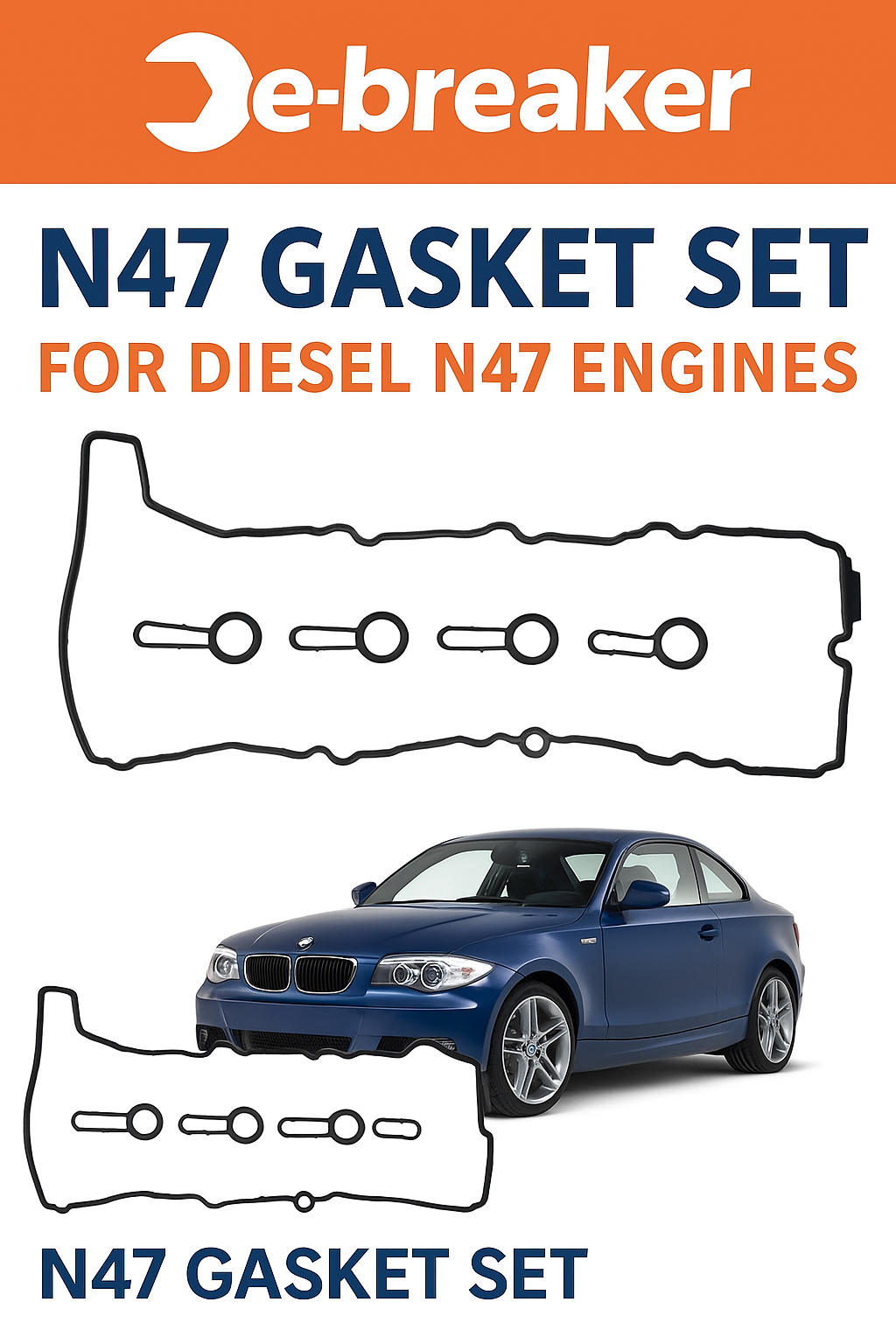 BMW 2.0 N47 Camshaft Cover Gasket Kit – 1/3/5 Series, X1/X3/X5, Premium Leak Fix
