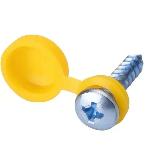 Number Plate Fixing Screws & Caps Kit White Yellow Black For UK Cars Vans Trucks