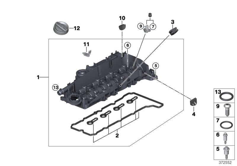 MINI Cylinder Head Camshaft Cover Gasket Set OEM Fitment for F54 F55 F56 F57 F60