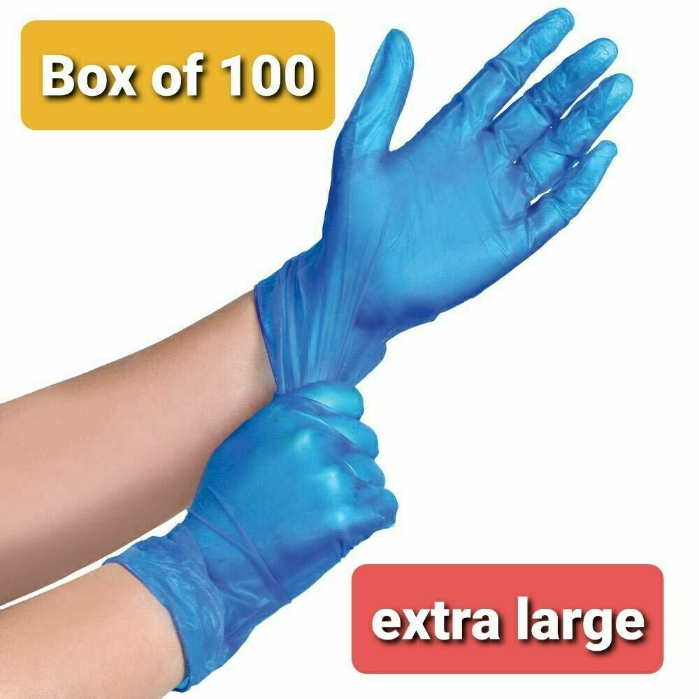 Blue Vinyl Disposable Mechanics Gloves Blue 100 XL Cheapest Ever Clearance .