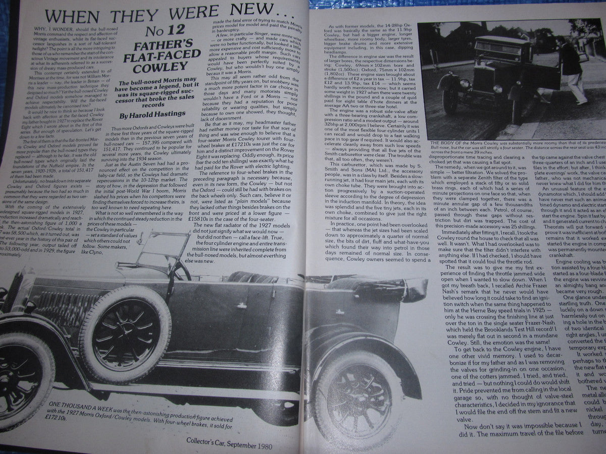 1980 SEPTEMBER COLLECTORS CAR MAGAZINE / MGA AUSTIN 7 TR4 MORRIS MINOR #bk1