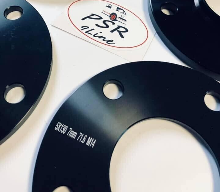 Porsche Wheel Spacers 7mm + Extended OE Bolts Set Of 4 in Black 5x130 PSR9Line