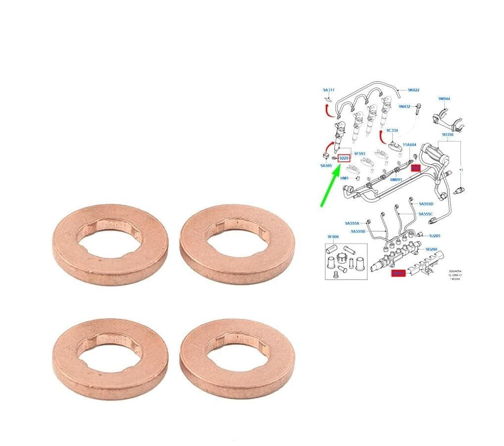 Audi A1 / A3 1.6 TDi Injector Seals | 03L130519 | Copper Washer Set Set 4 Pieces