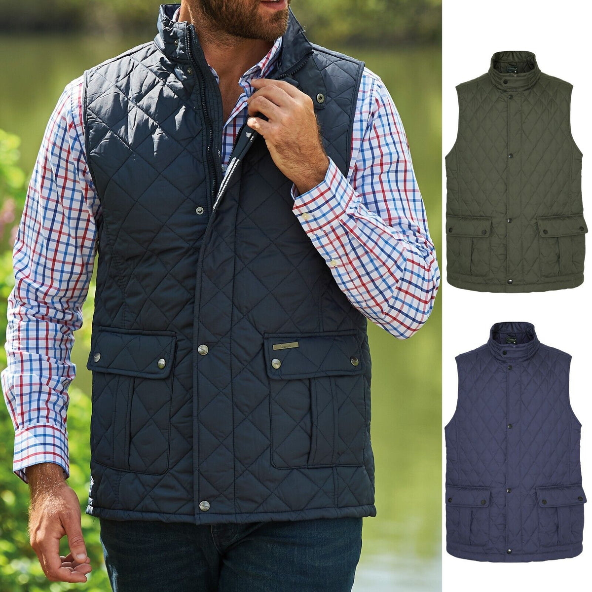Mens Ashby Multipocket Diamond Quilted Gilet