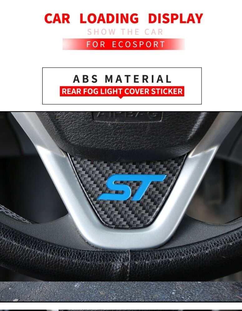 Ford Fiesta ST MK7 MK7.5 Carbon Fibre Effect Steering Wheel Badge Trim Blue ST