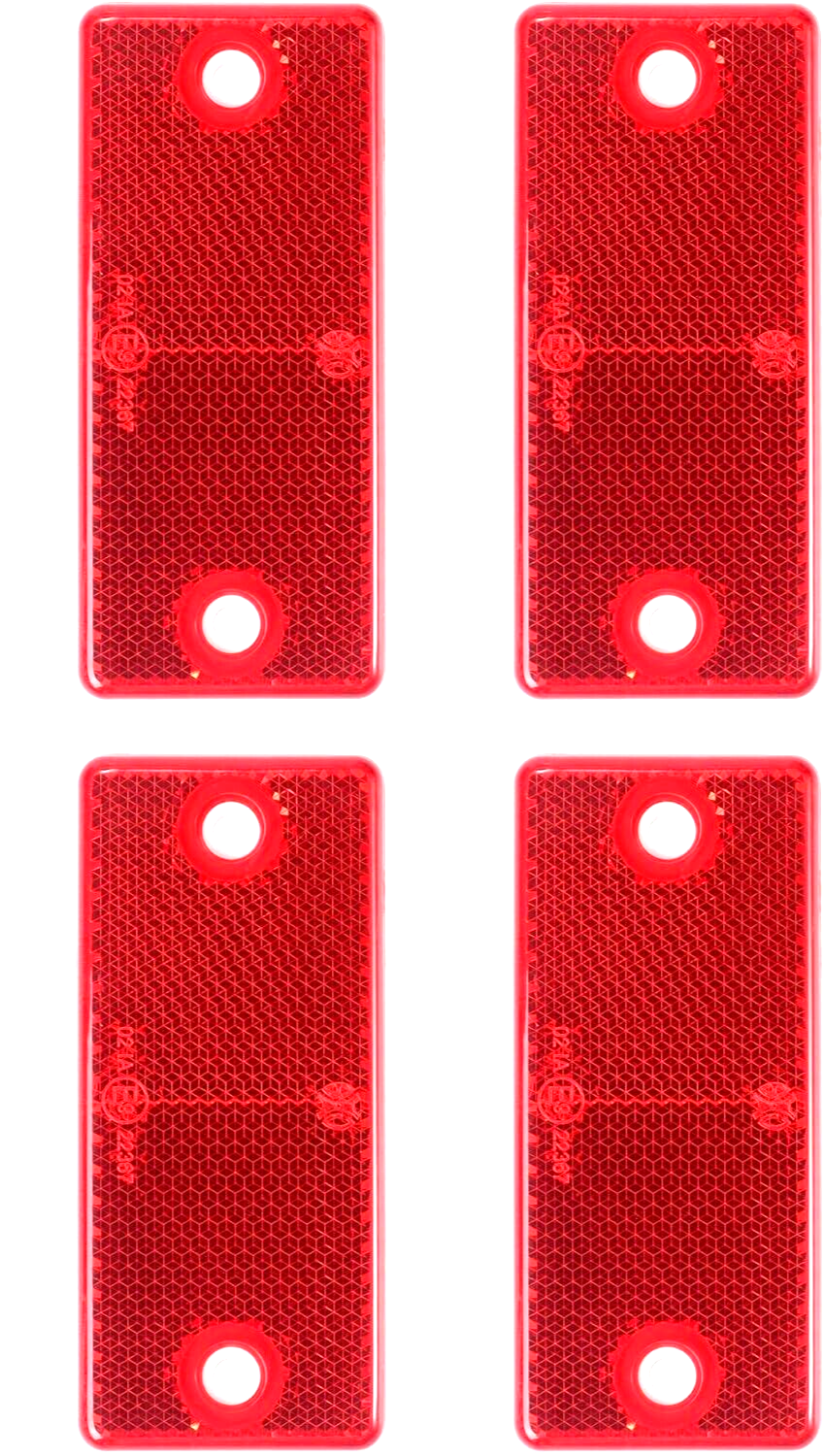 High-Quality 2x Red E-Approved Rectangular Reflectors for Trailers Caravans