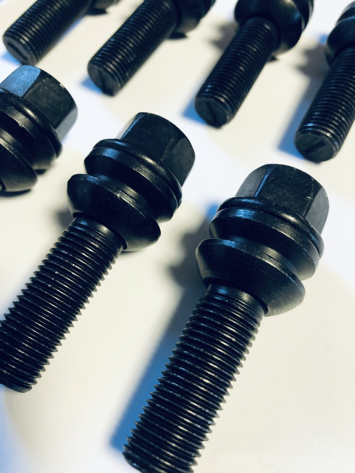 Extended PORSCHE O.E Type Wheel Bolts Floating Collar Black 48mm PSR9Line x10pcs