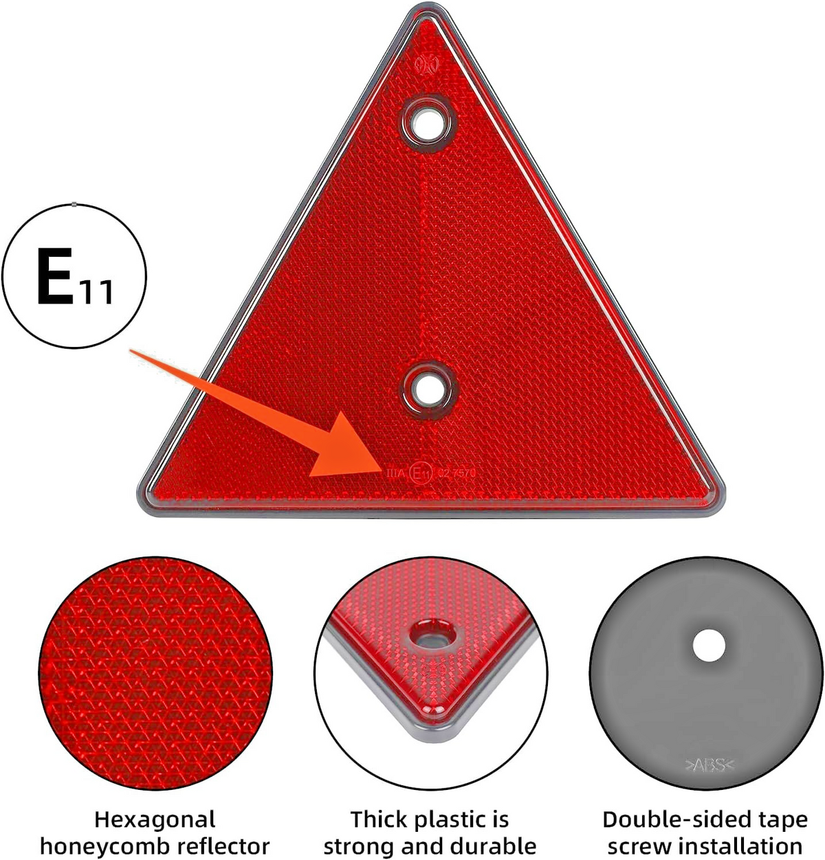 Vehicle Rear Safety Reflectors Red - MOT Legal for Trailers Trucks Caravans # x2