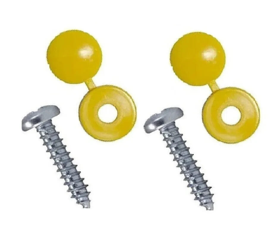 Vehicle Registration Number Plate Screws White Yellow Black Hinged Caps