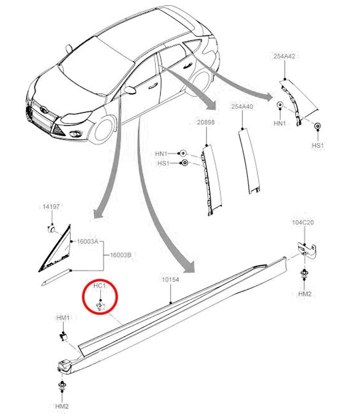Ford Focus MK3 Side Skirt Cover Clips Sill Moulding Clip 1692599 10x Qty RS - ST