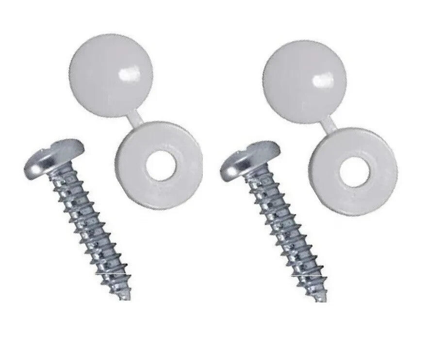 Number Plate Fitting Kit Screws Caps White Yellow Black UK Car Van Bike Set Pack