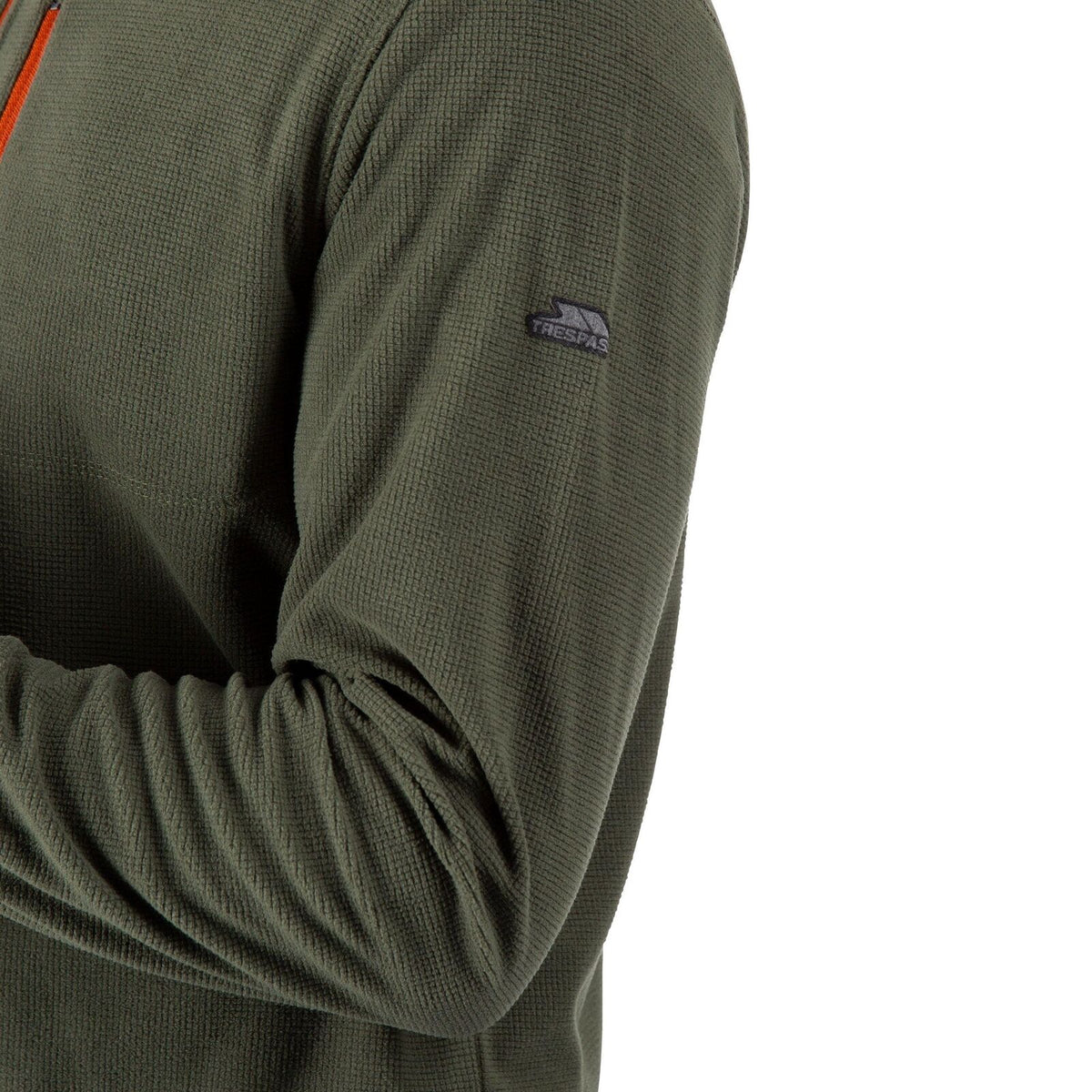 Mens Sanday Grid Textured Zip Neck Fleece Sweatshirt