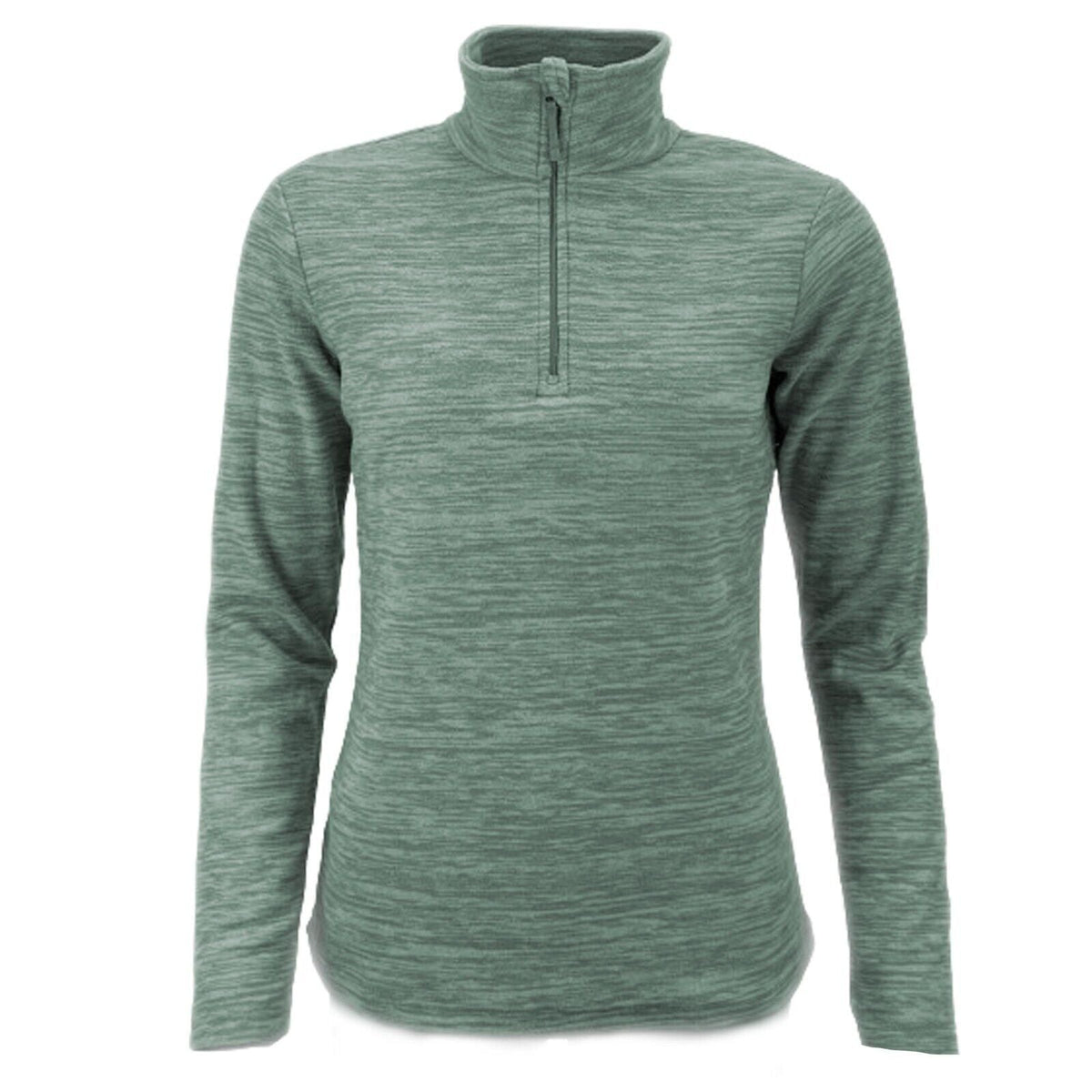Womens Melange Zip Neck Lightweight Fleece Top