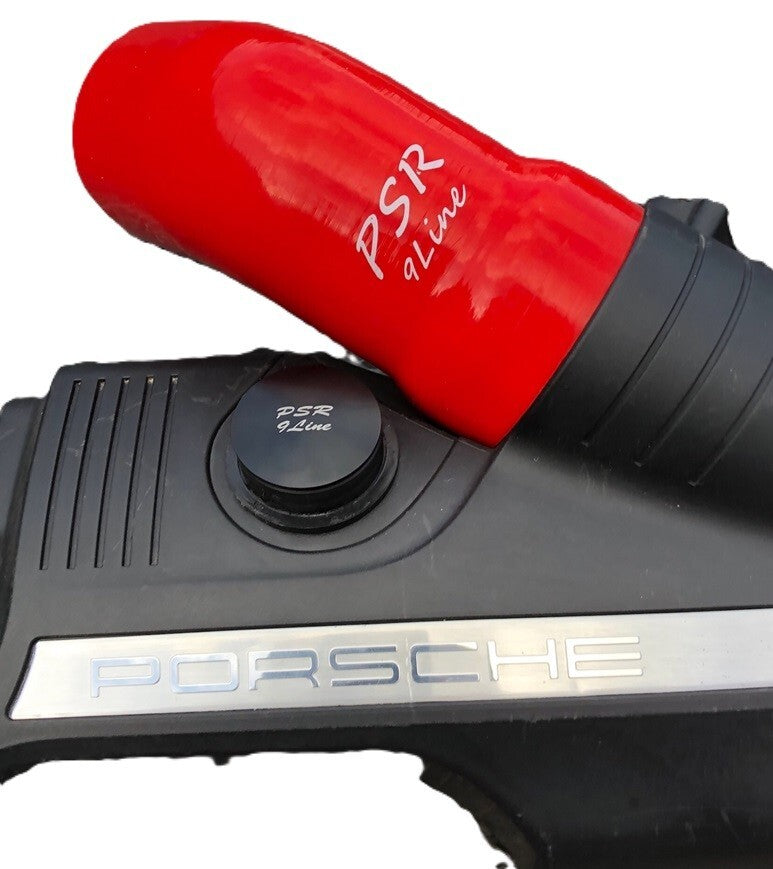 Porsche 997 Resonator Delete Air Box Modification with Red Induction Pipe & Plug