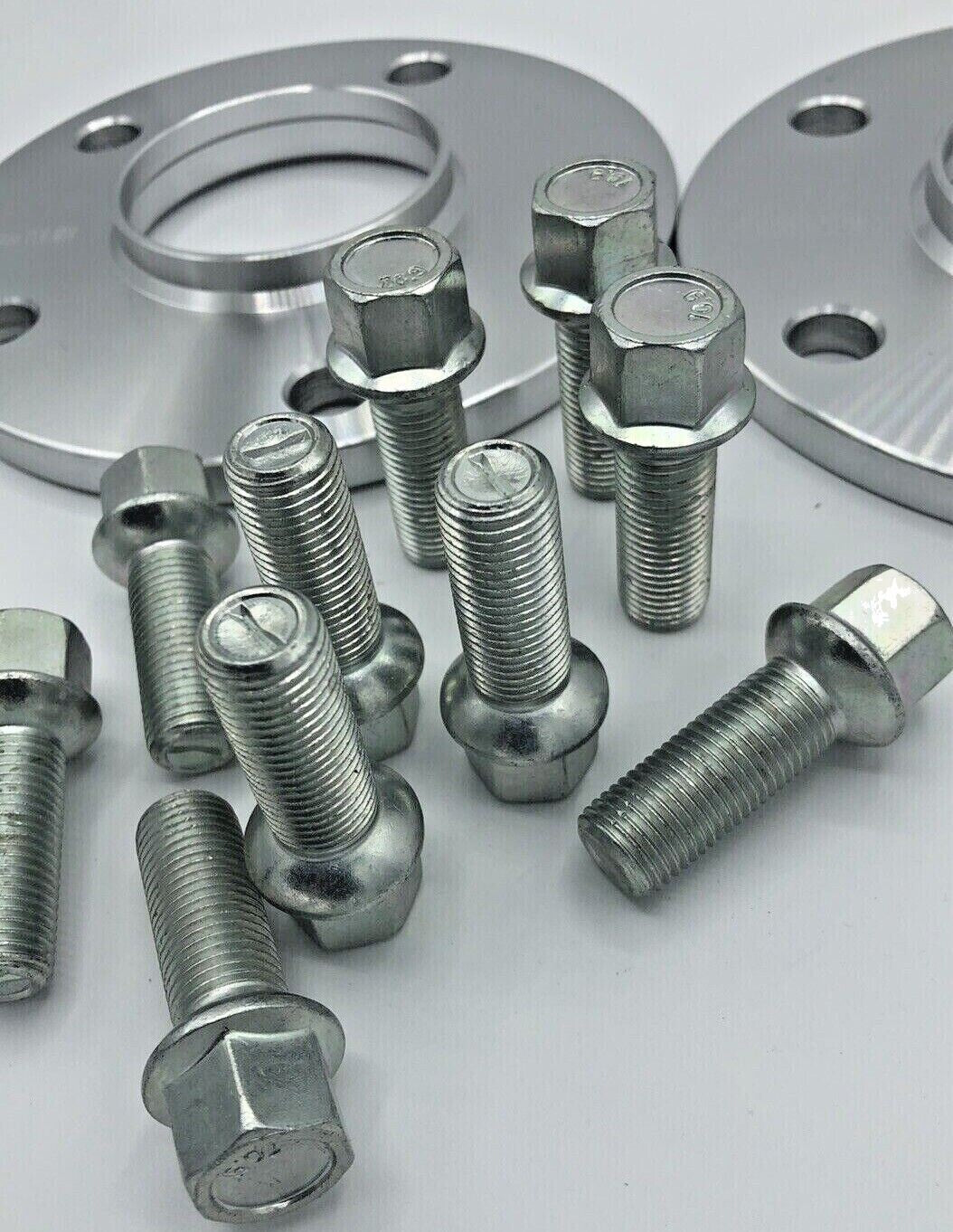 Porsche Wheel Spacers 15mm + Extended OE Bolts Set Of 2 in Silver 5x130 PSR9Line