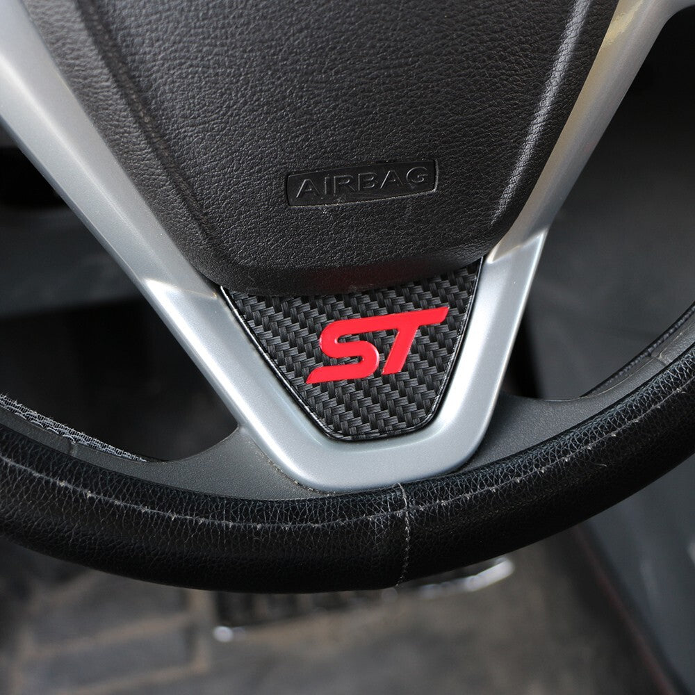 Ford Fiesta ST MK7 MK7.5 Carbon Fibre Effect Steering Wheel Badge Trim Red ST