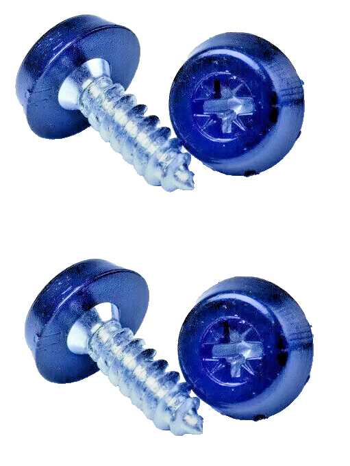 Registration Plate Fixing Kit  - Plastic Cap Screws x4 Moulded Head Self Thread.