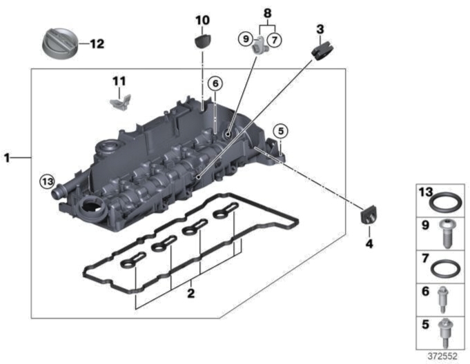 MINI Camshaft Cover Gasket Set Cylinder Head OEM fit for F Series Diesel Models