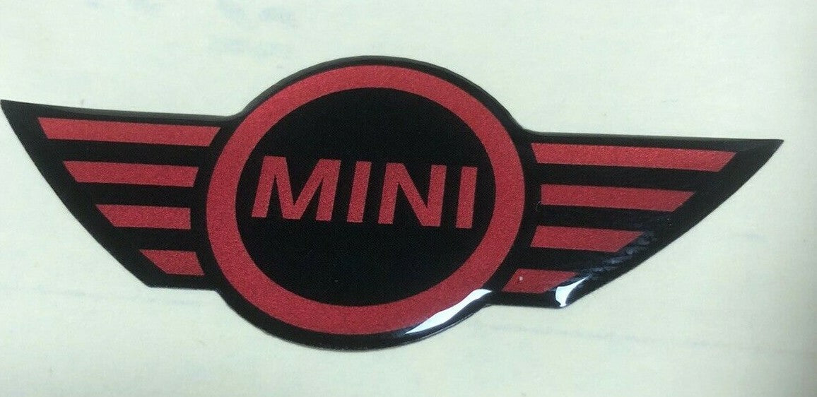 MINI Steering Wheel Badge Logo 3D Gel Domed Red Mini .2 JCW R55 R56 R57 R58 R59